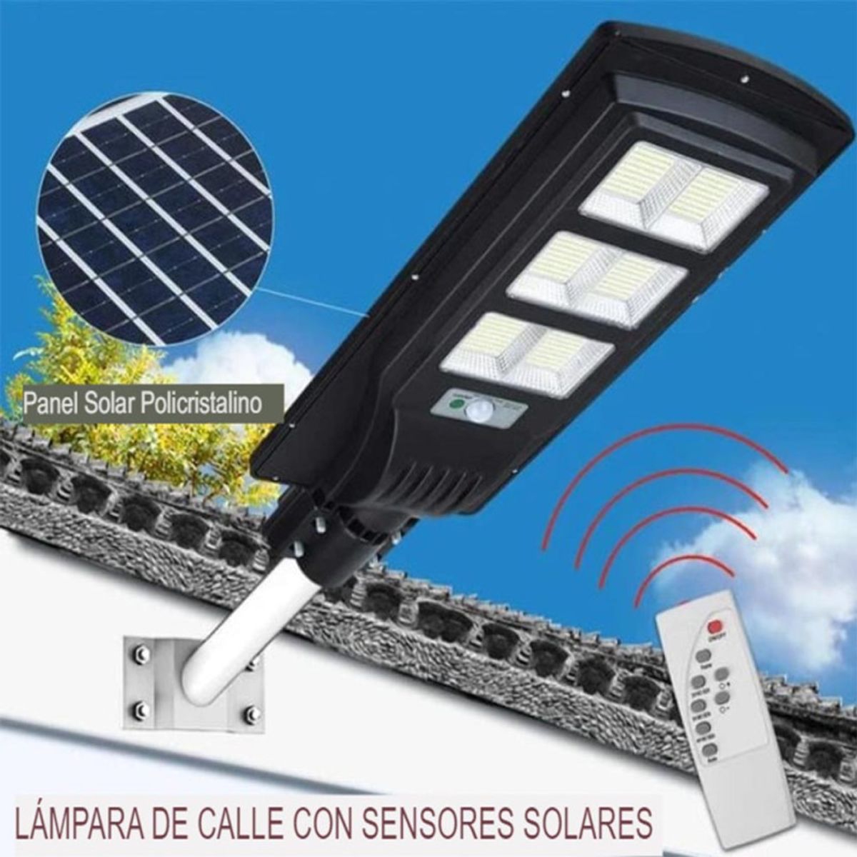 MN ELECTRONICS - Reflector Solar LED 200W IP65 Sensor Movimiento y Control Remoto