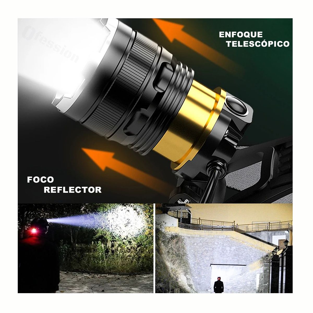 GENERICO - linterna de cabeza XHP90 recargable potente con zoom mineria