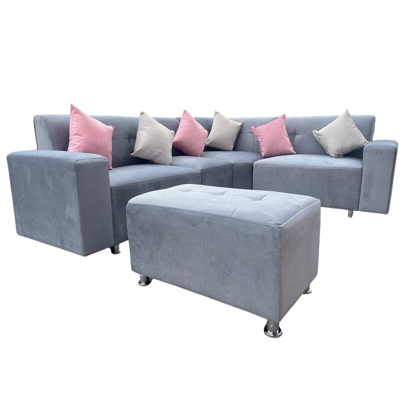 AMOBLART - SILLON SECCIONAL LEYVA PLATA 5 PIEZAS6COJINES