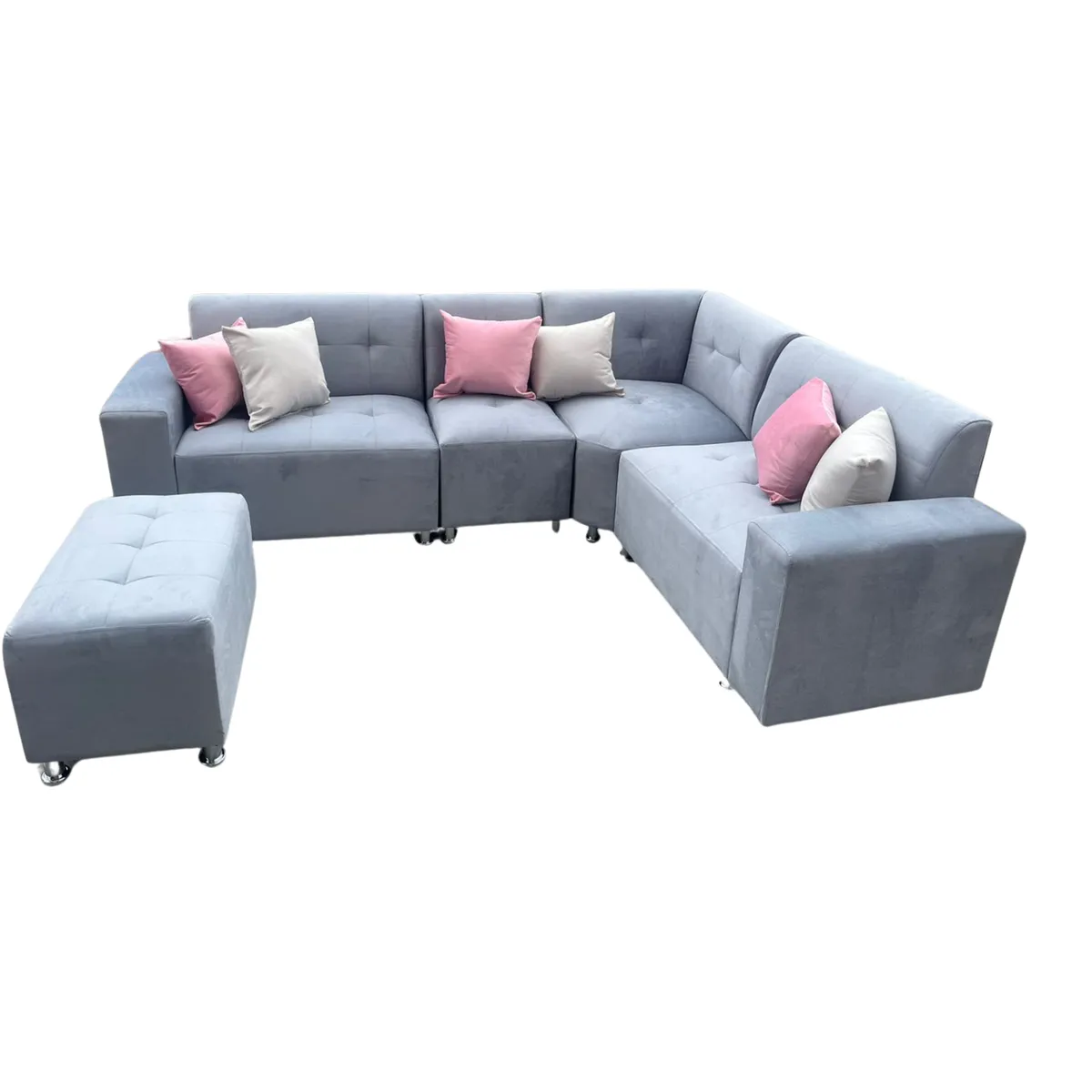 AMOBLART - SILLON SECCIONAL LEYVA PLATA 5 PIEZAS6COJINES