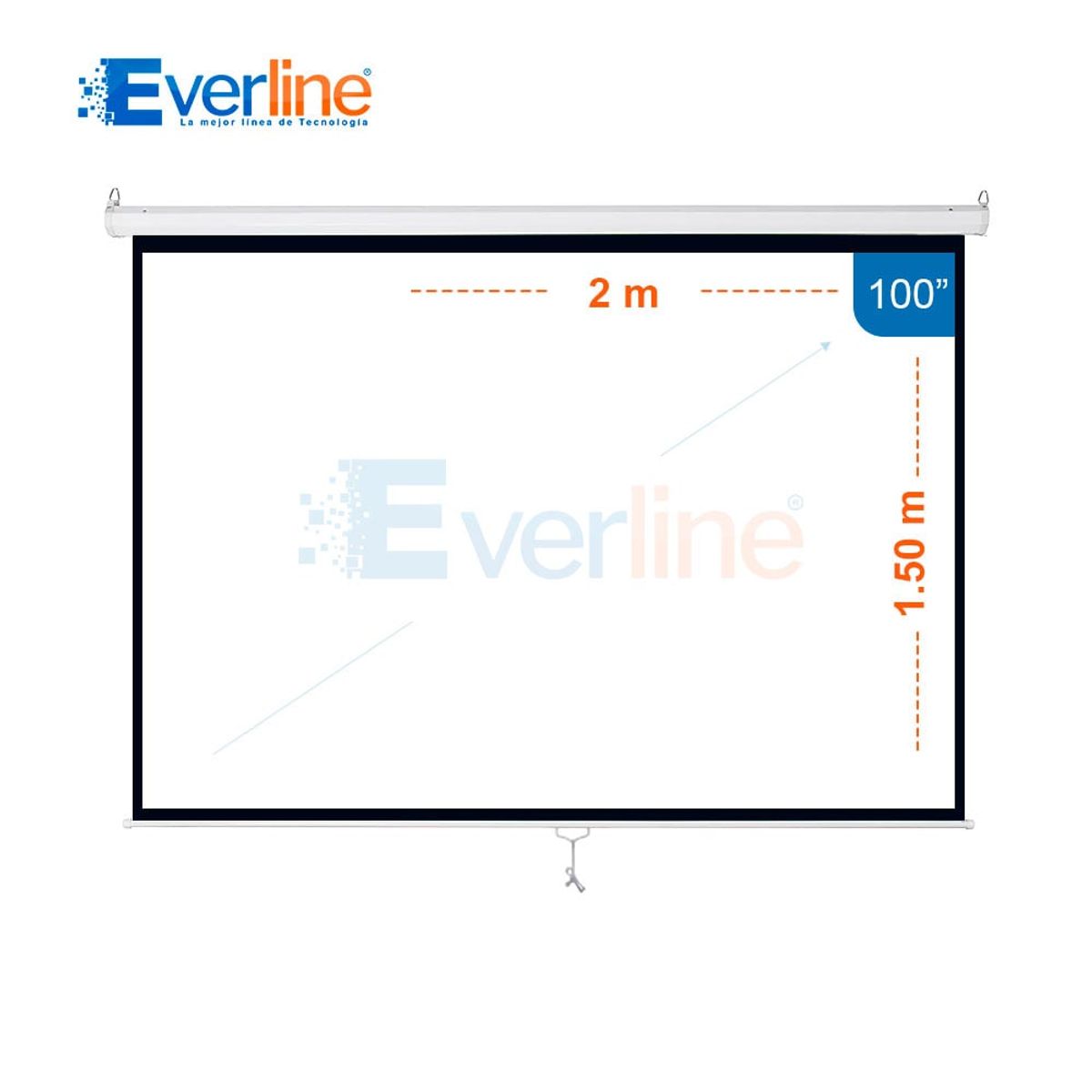 OEM - ECRAN MANUAL  RETRACTIL Pared/Techo 2.00 X 1.50 m (Antireflex)