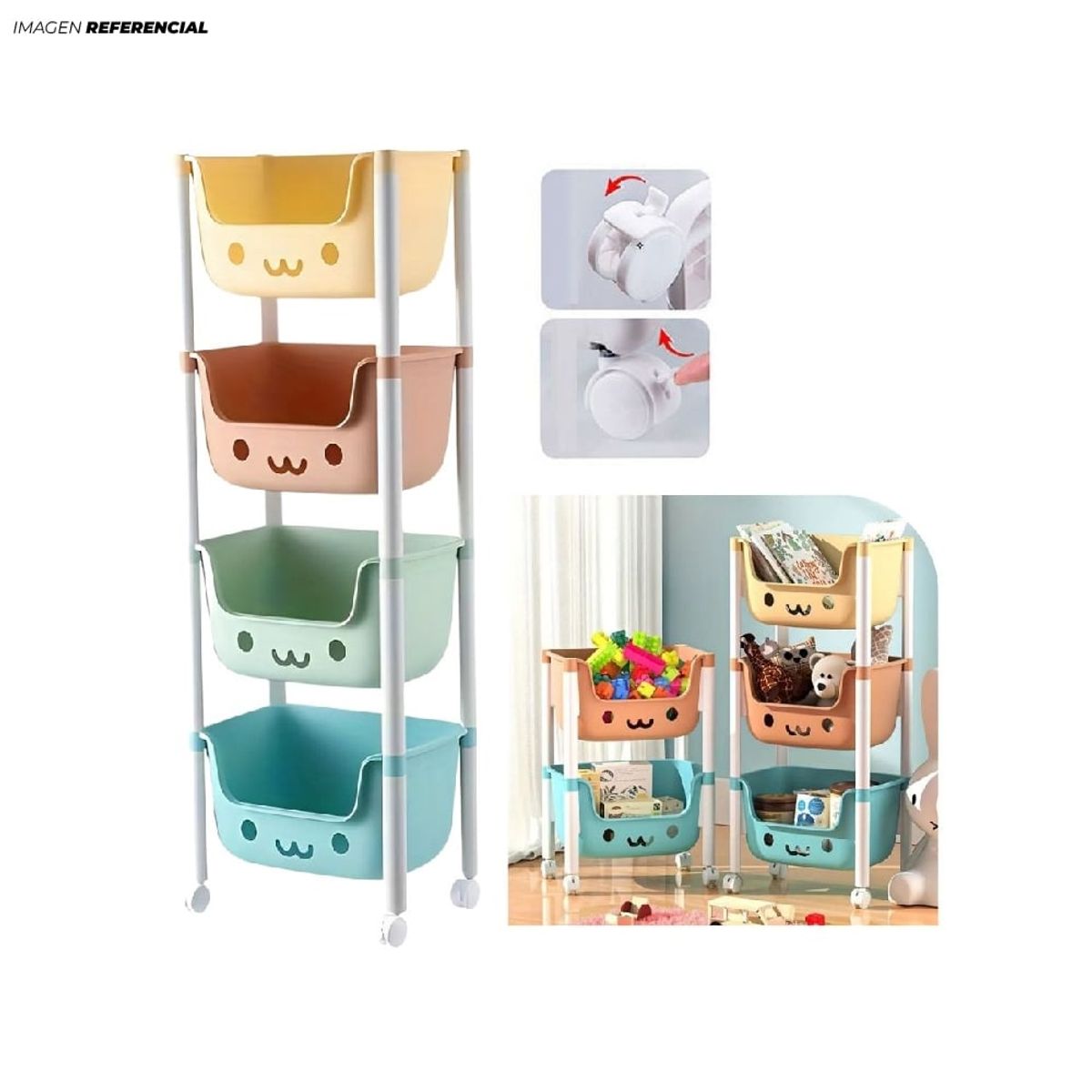 GENERICO - Organizador Estante Multifuncional 3 Niveles Kawaii
