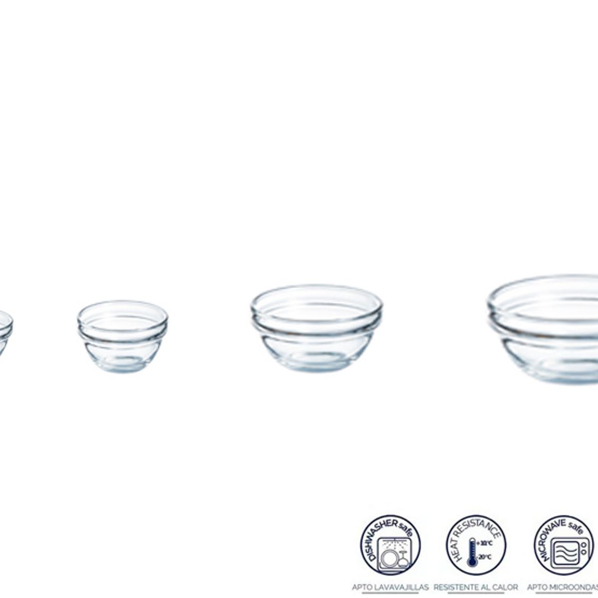 LUMINARC - Juego de Bowls  apilables de 6 cm, 7 cm, 9 cm y 10,5 cm