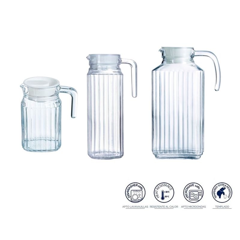LUMINARC - Pack jarra X3 Quadro de 0.5 L, 1.1 L y  1.7 L