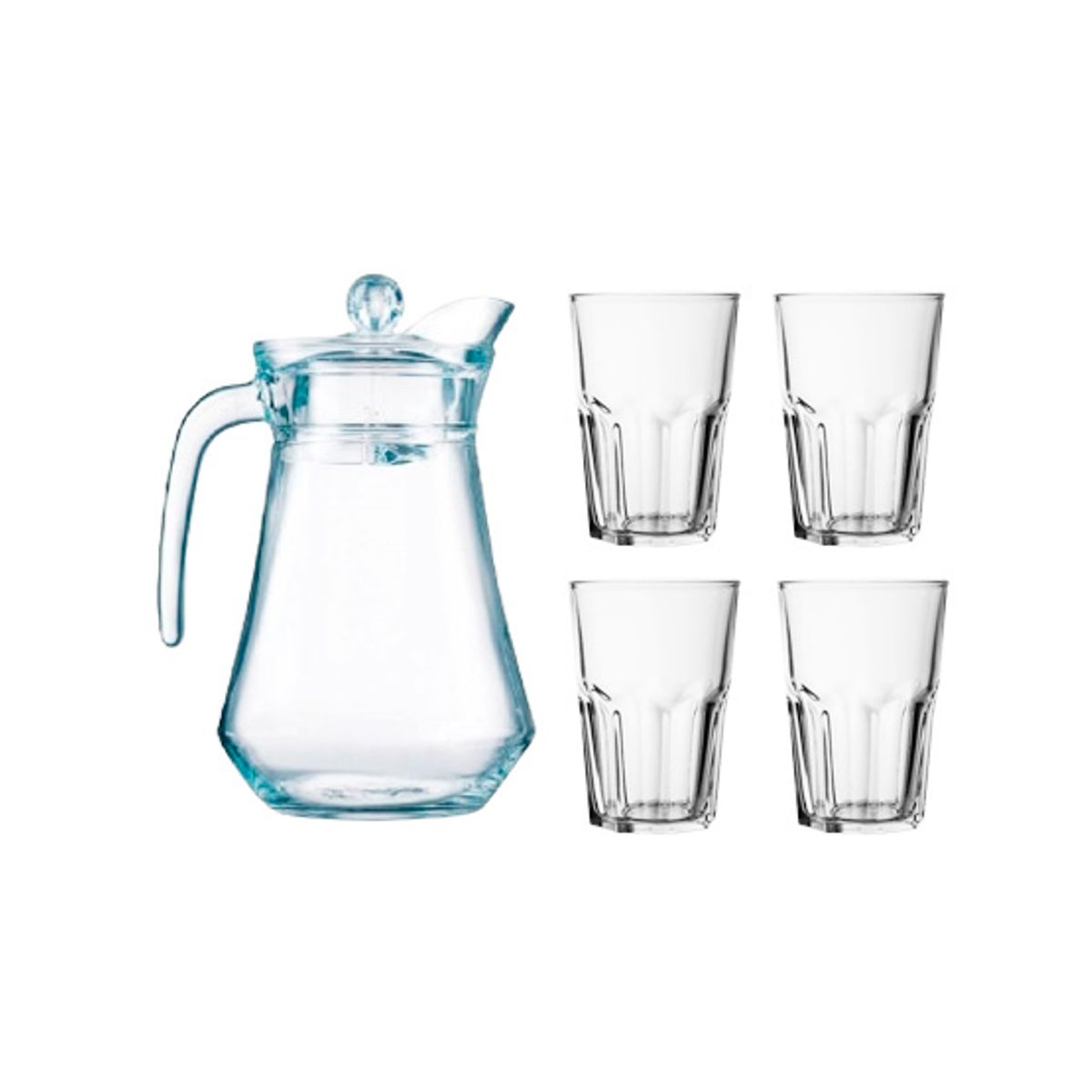 LUMINARC - Pack jarra c/tapa 1,3l con vaso x4  370 ml