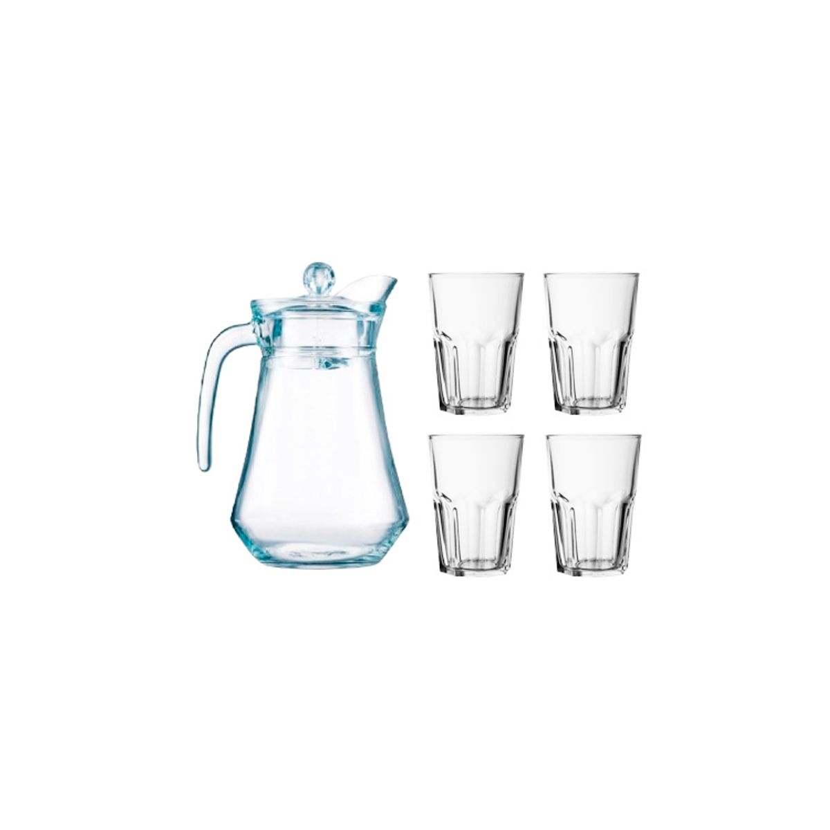 LUMINARC - Pack jarra c/tapa 1,3l con vaso x4  370 ml