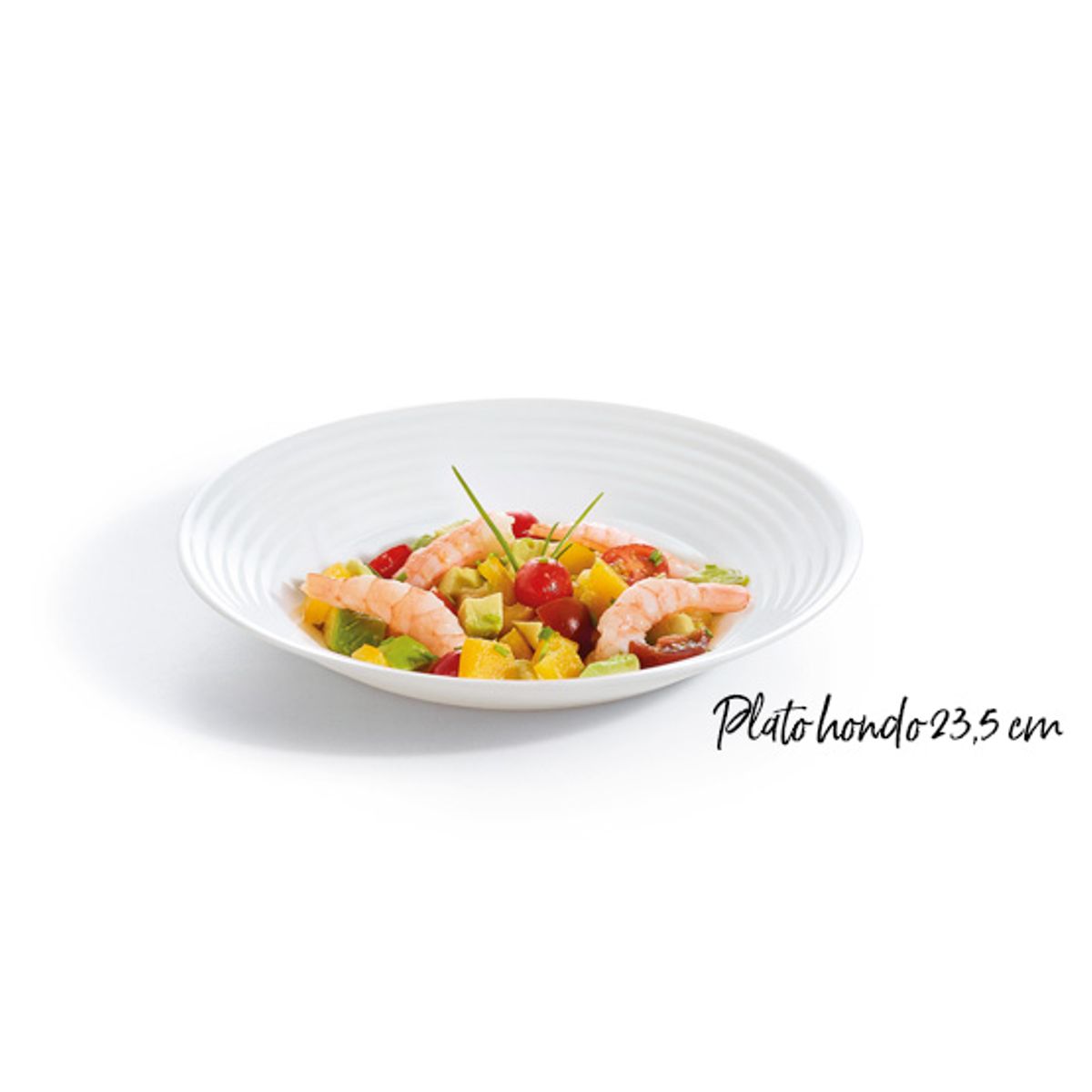 LUMINARC - Plato set x6 Hondo 23.5 cm + Plato set x6 Bajo 27 cm + Bowl 13 cm Harena Blanco