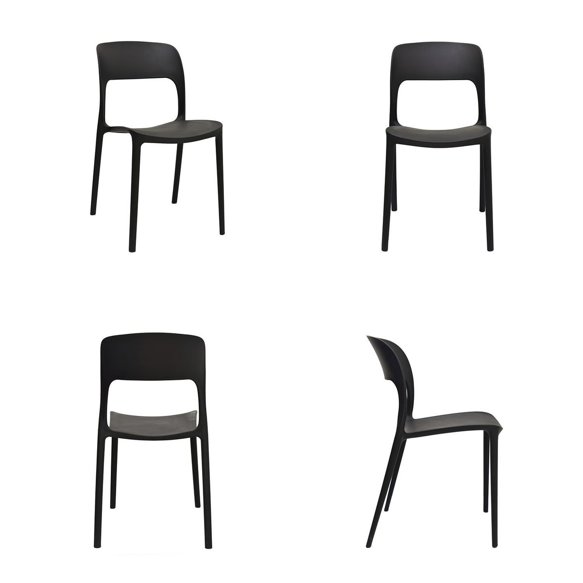 BONNO - Set X 4 Silla de Diseño Obi Negra Bonno