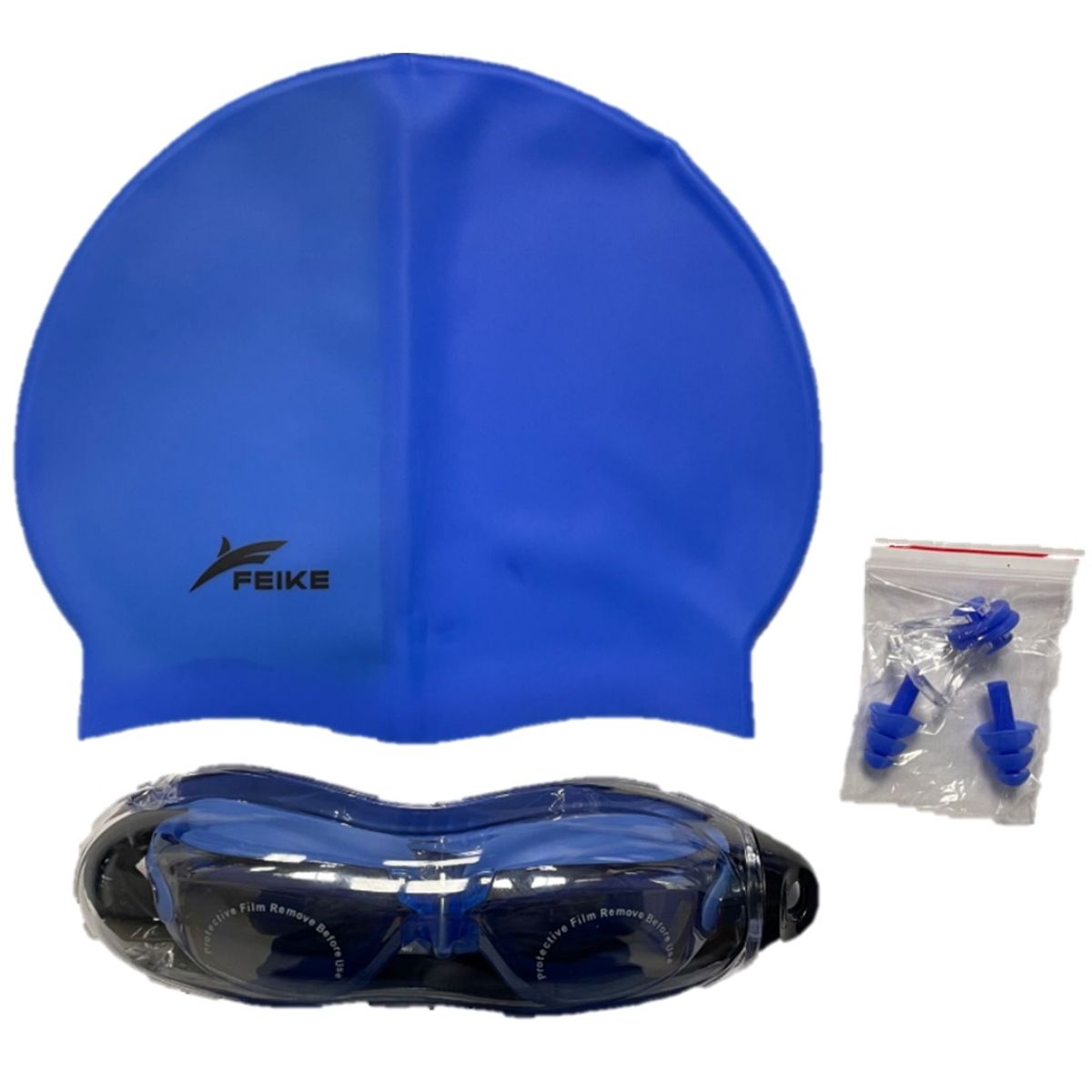 FEIKE - Lentes Natación Azules HD Protección UV y Gorro de Silicona