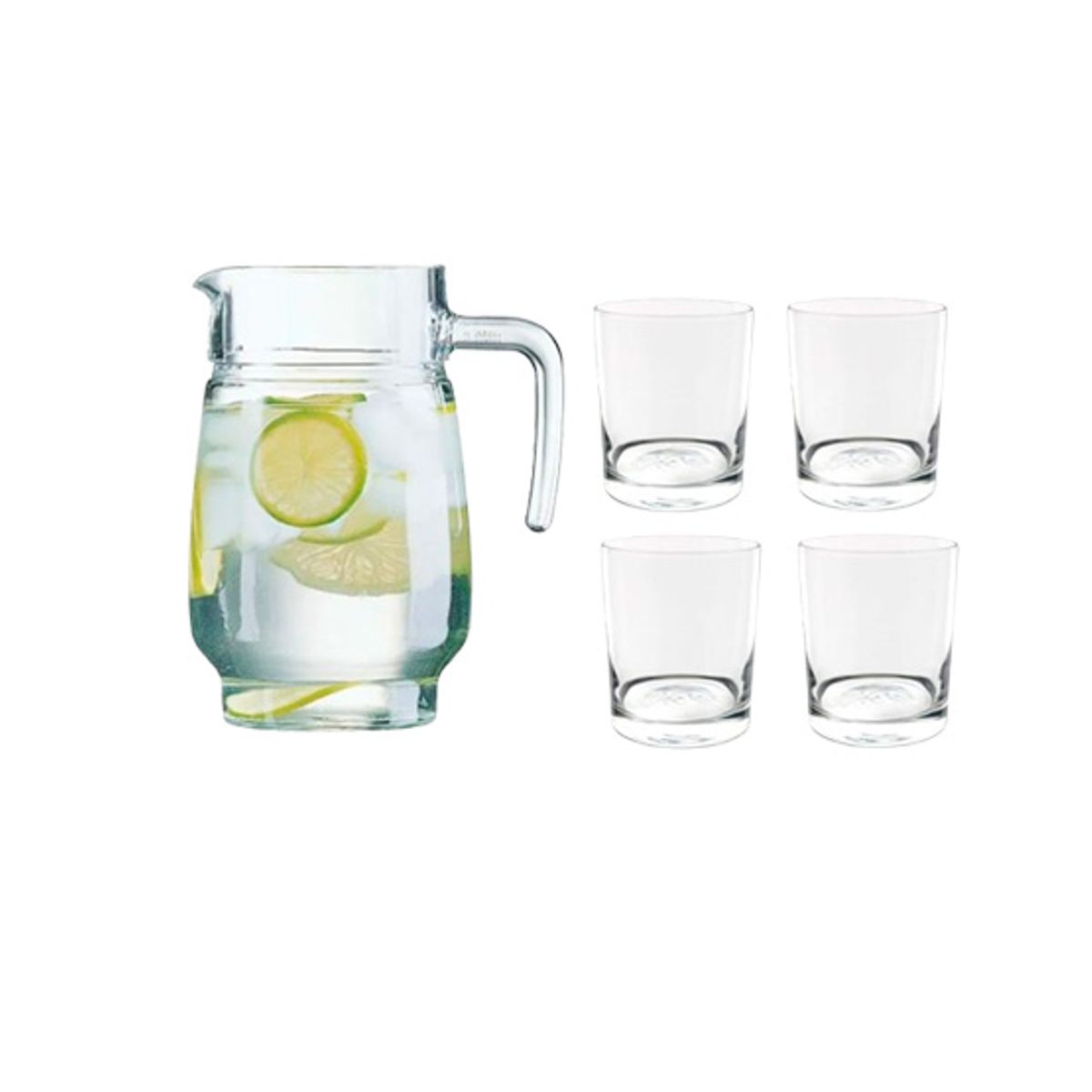 LUMINARC - Pack jarra 1,6L con  Set 4 piezas vasos  330ml