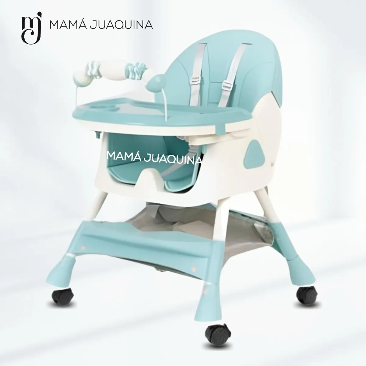 BABY - Silla de Comer «LODGE» con Ruedas Edición Limitada Celeste