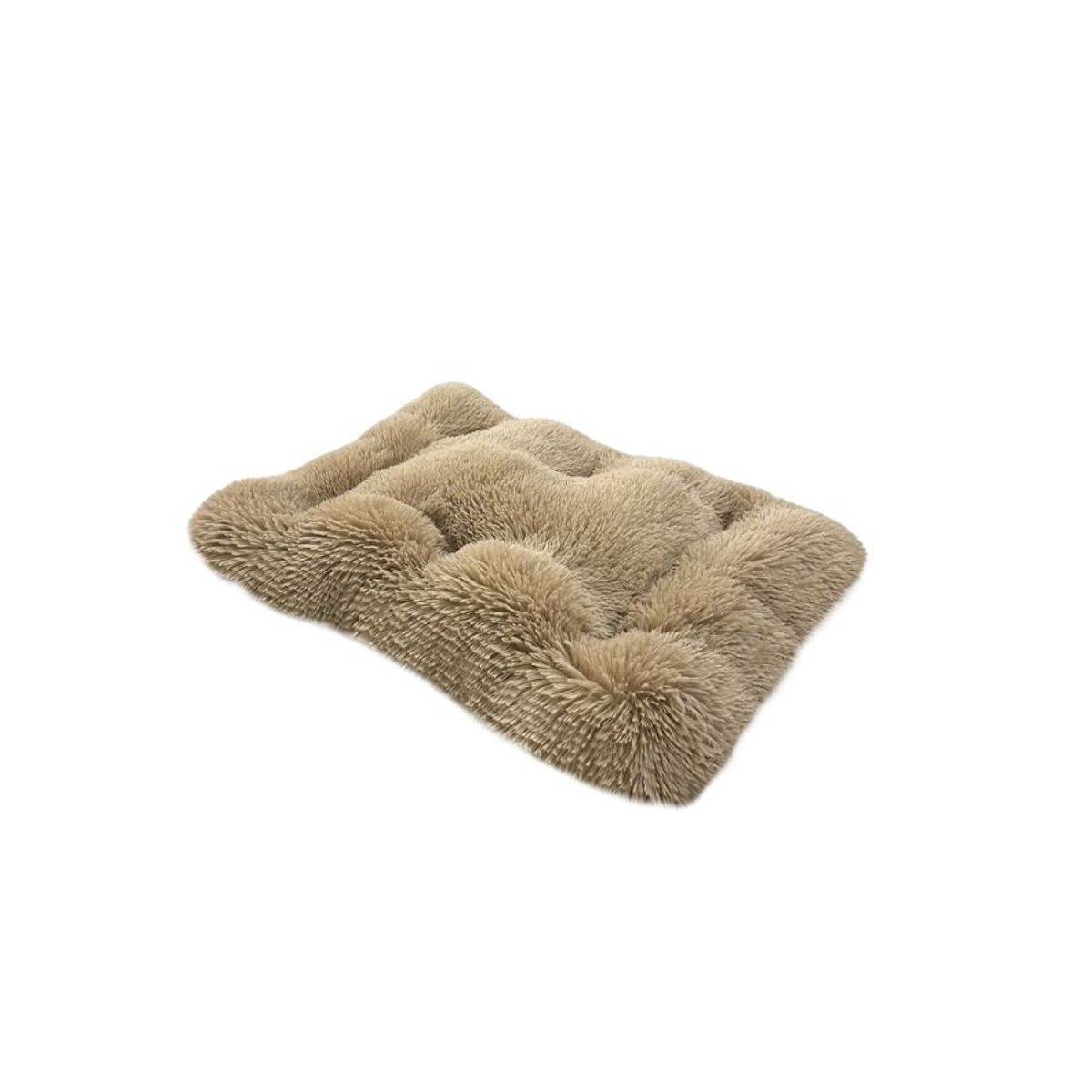 GENERICO - Cama para perro colchoneta pelo largo Talla L Beige 70X90cm