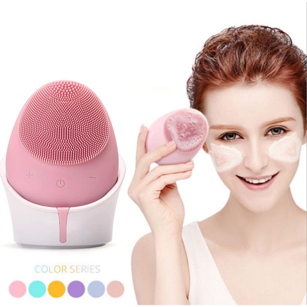 GENERICO - Cepillo Facial Limpieza Facial Profunda Exfoliante Silicona Rosado