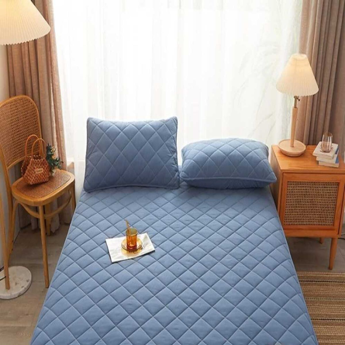 GENERICO - PROTECTOR IMPERMEABLE ANTI-FLUIDOS 1.5 plz AZUL ACERO