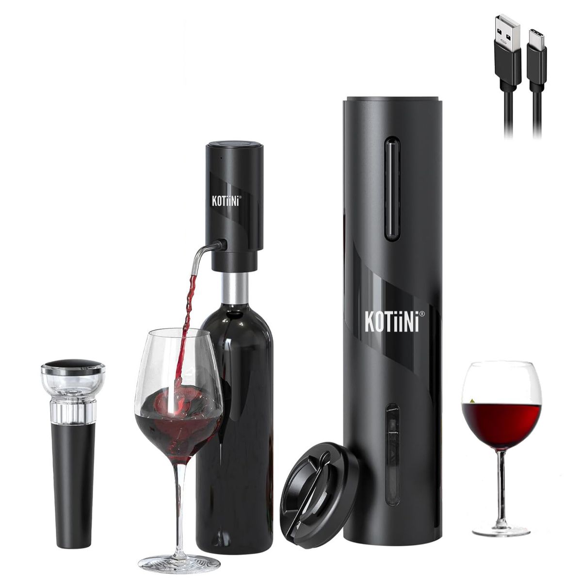 KOTIINI - Set Sacacorcho y Aireador recarga USB Kotiini
