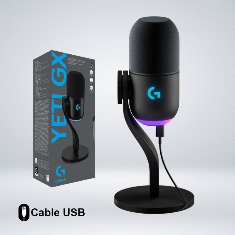 LOGITECH - MICROFONO DINAMICO LOGITECH YETI GX RGB LIGHTSYNC STREAMIMG BLUE VOICE