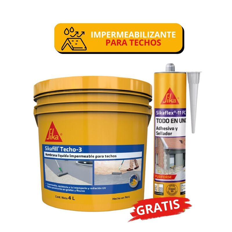 SIKA - Sikafill Techo3 Gris x4L -Gratis 1Sikaflex 11fcPurform x300 Gris