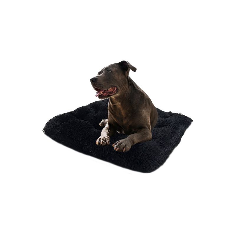 GENERICO - Cama para perro colchoneta pelo largo Talla L Negro 70X90cm
