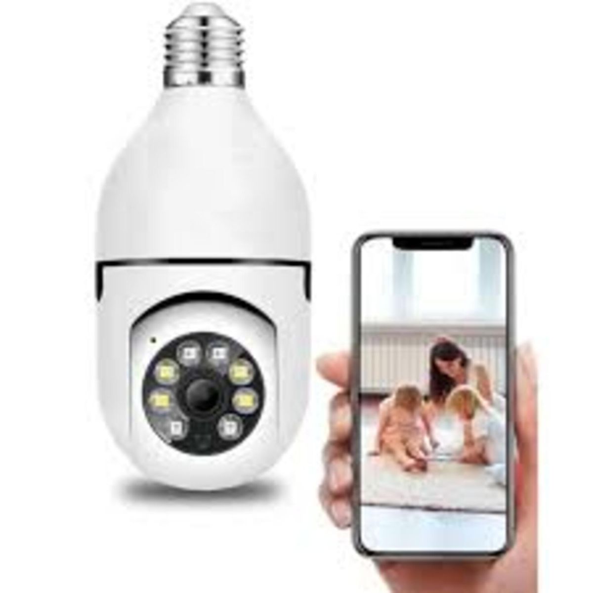 IMPORTADO MC - Cámara Foco Smart 360° de Seguridad Wifi con Visión Nocturna y Altavoz