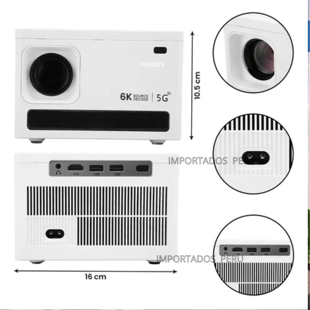 SEISA - Proyector Multimedia Android  6k 5g Bluetooth Con Parlante
