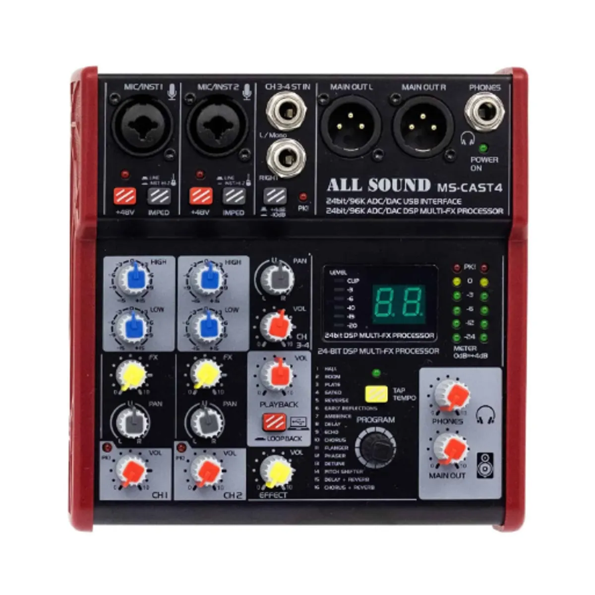 GENERICO - Mezclador Mixer 4 Canales con Interfaz MS-CAST4 ALL SOUND