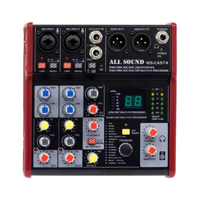 GENERICO - Mezclador Mixer 4 Canales con Interfaz MS-CAST4 ALL SOUND