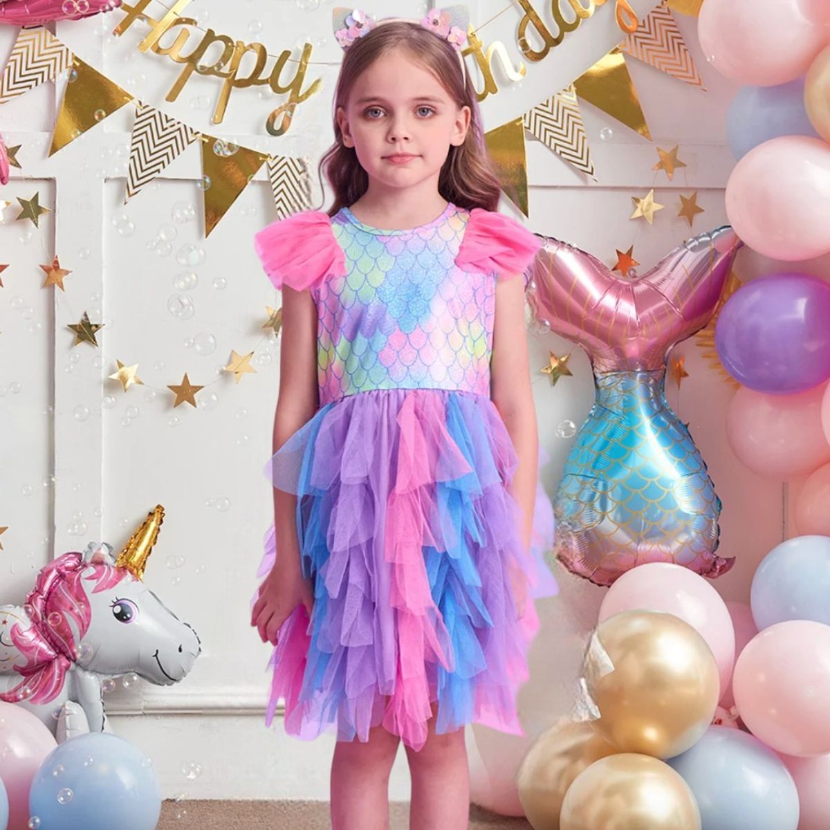 GENERICO - VESTIDO DE NIÑA PARA FIESTA - DISEÑO SIRENITA