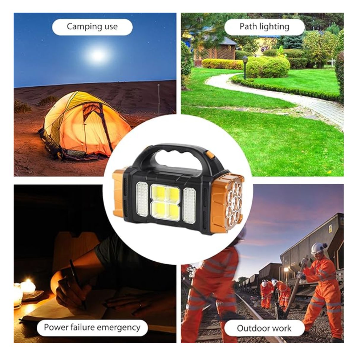 GENERICO - Linterna recargable de mano para acampar Con Cargador Solar