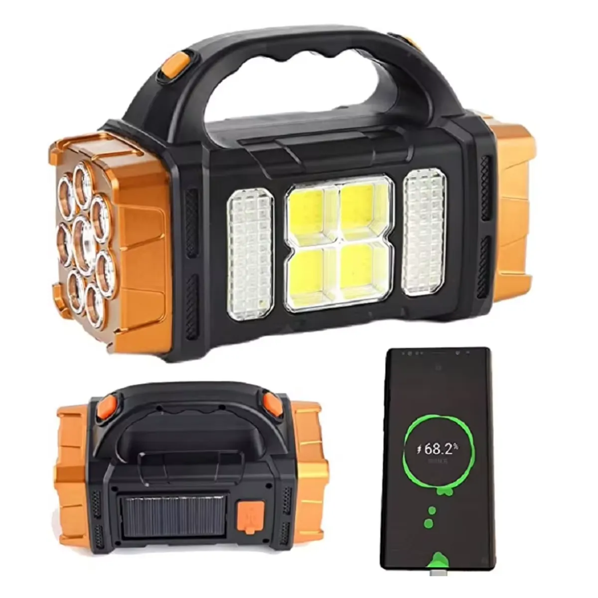 GENERICO - Linterna recargable de mano para acampar Con Cargador Solar