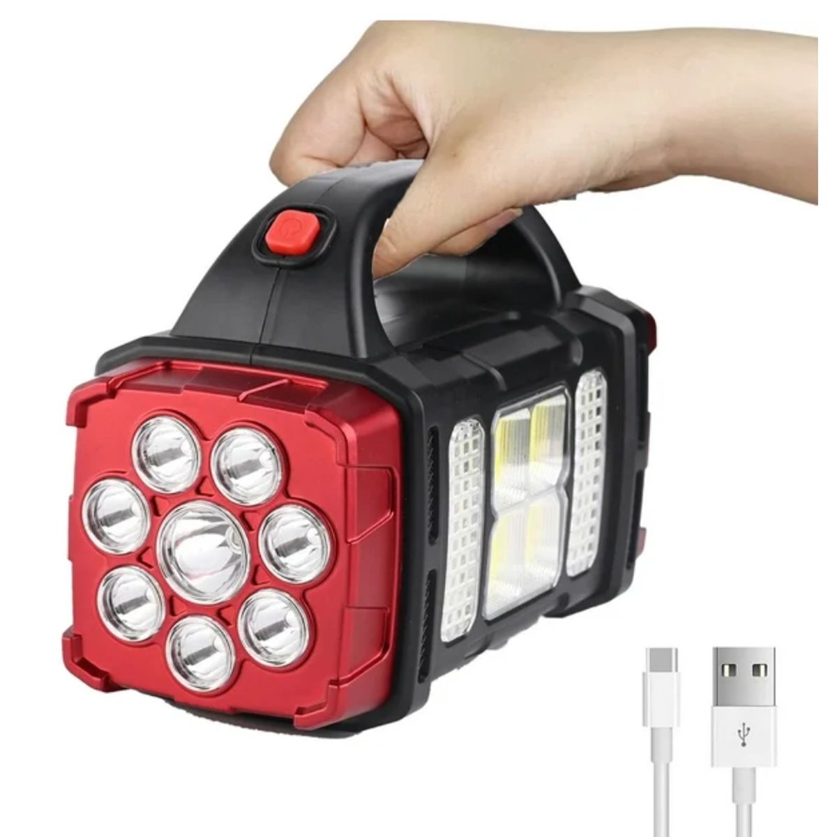 GENERICO - Linterna recargable de mano para acampar Con Cargador Solar