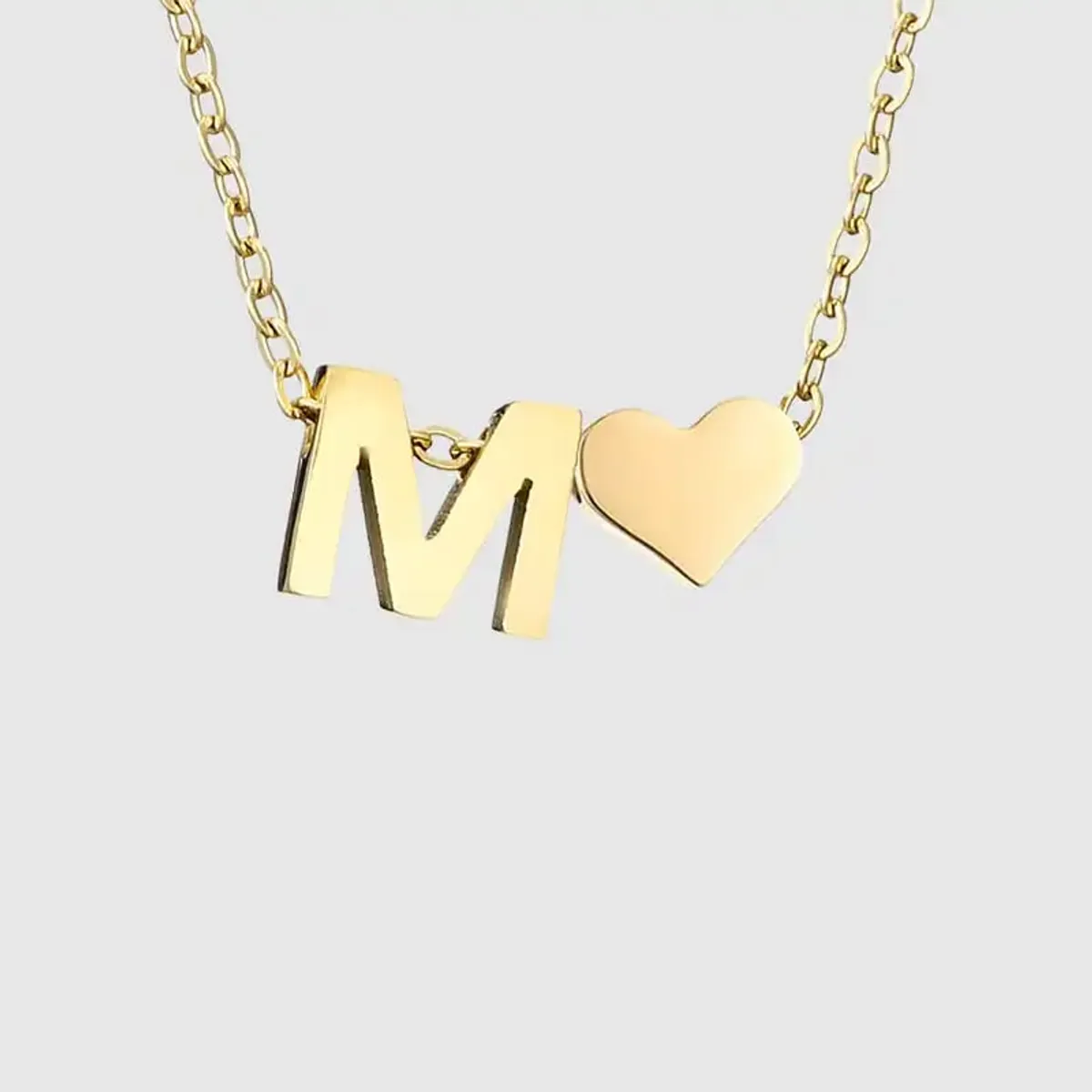 GENERICO - Collar Inicial con corazón letra M