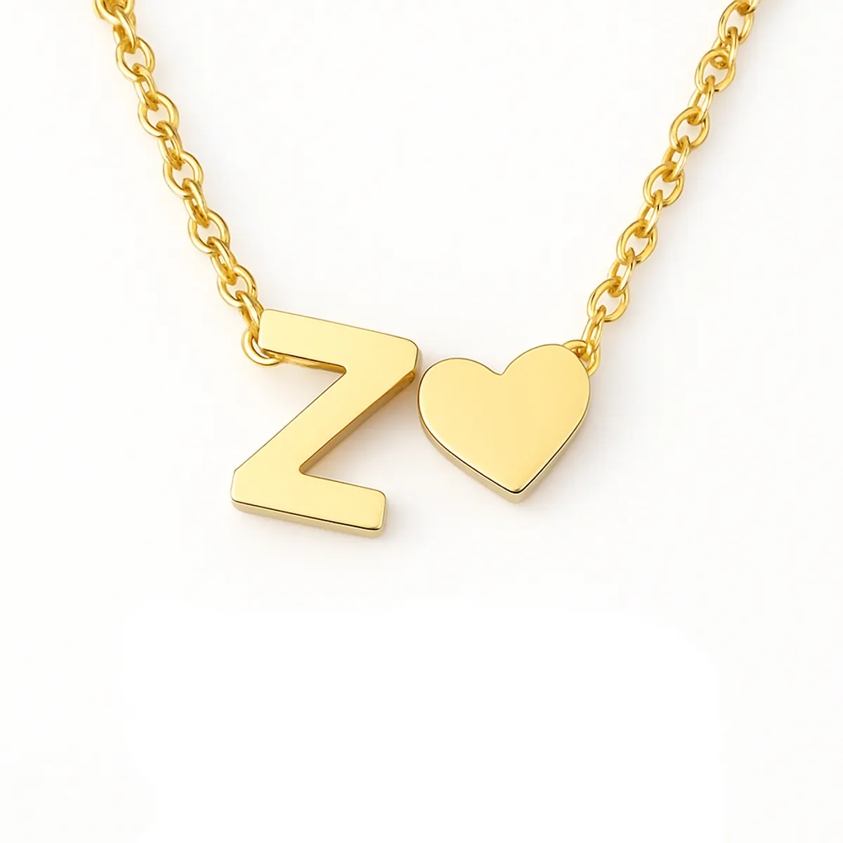 GENERICO - Collar Inicial Z con Corazón Dorado Mujer Acero Inoxidable