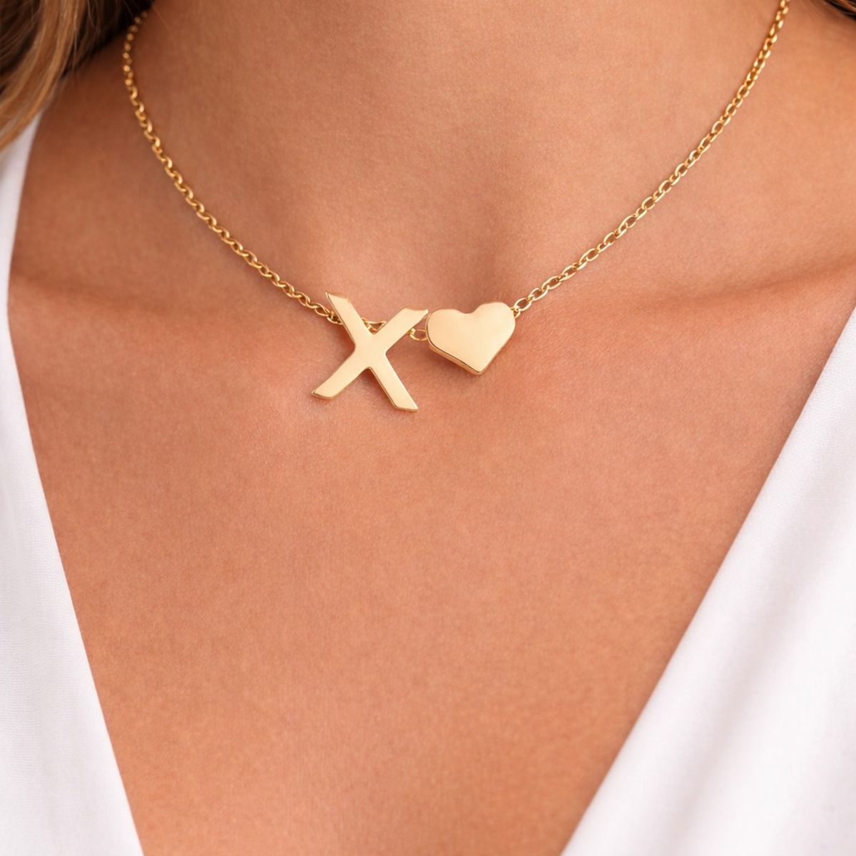 GENERICO - Collar Inicial con corazón letra X Mujer Pendiente