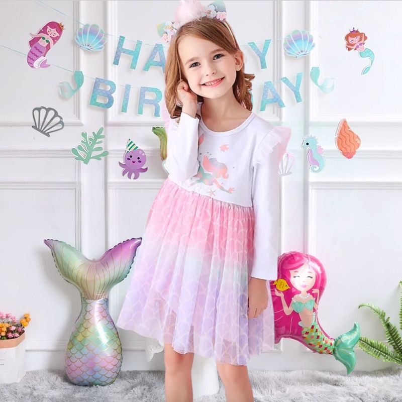 GENERICO - VESTIDO DE NIÑA DE SIRENA CASUAL