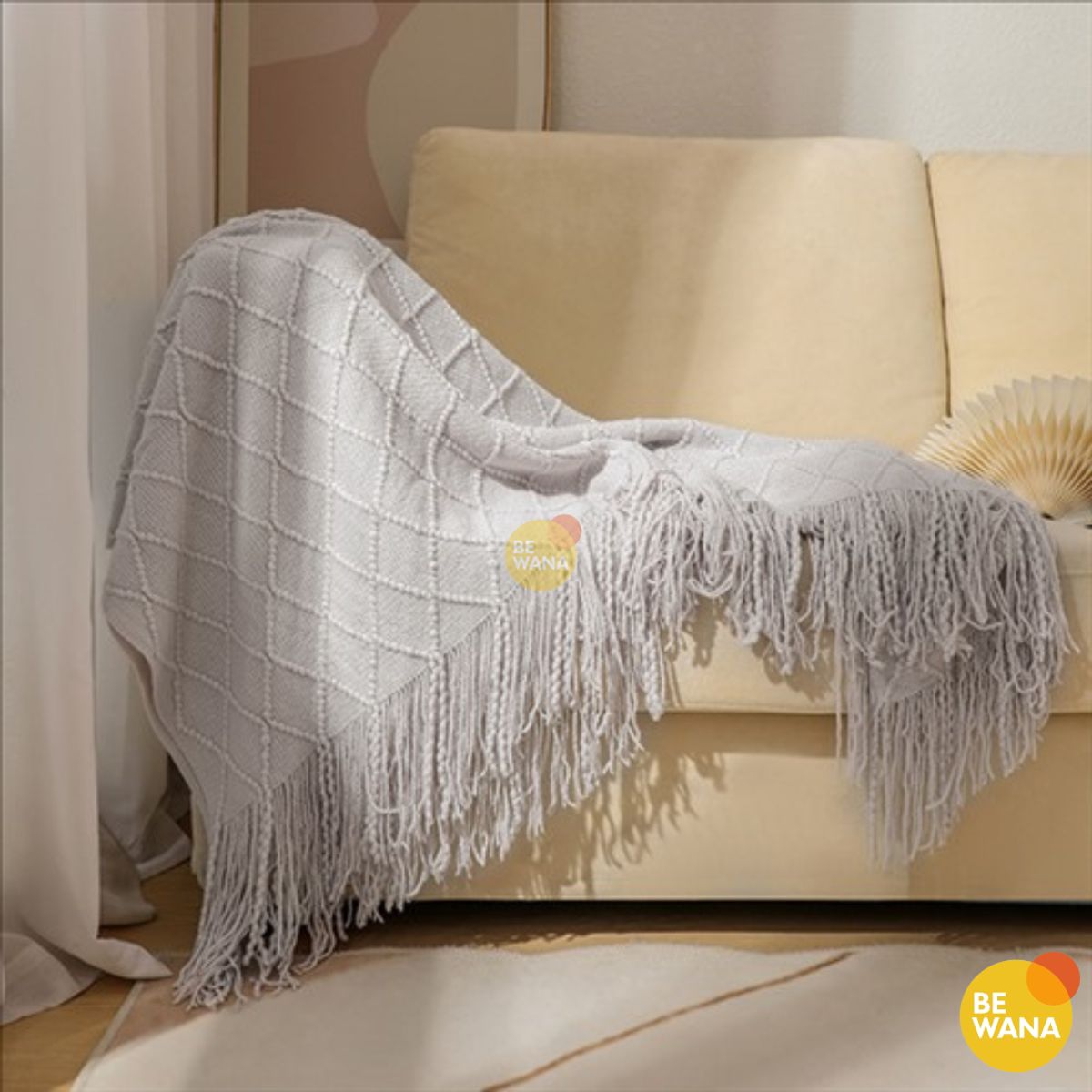 CASATEX - Mantas De Punto Suave en 3D Para Sofá Y Cama SILVER