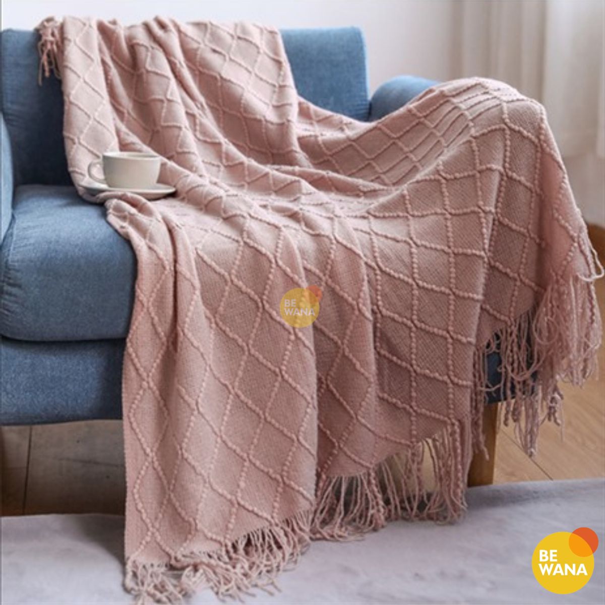 CASATEX - Mantas De Punto Suave en 3D Para Sofá Y Cama PINK