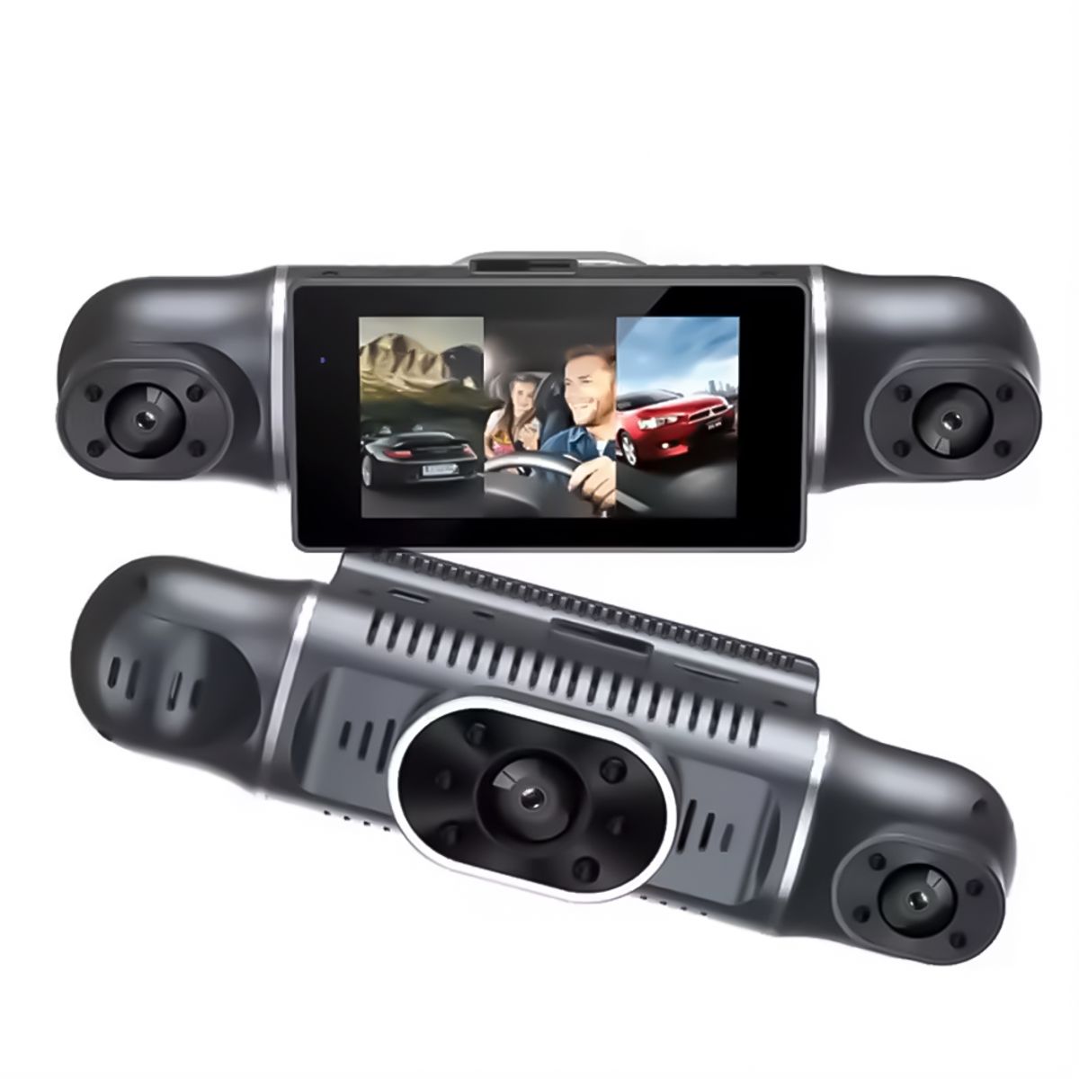 GENERICO - Camara De Auto Dashcam Full Hd Triple Lente 1080p + cámara de trasera