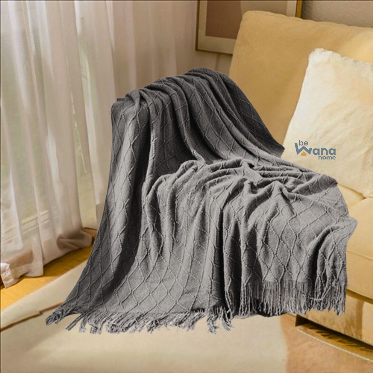 CASATEX - Mantas De Punto Suave en 3D Para Sofá Y Cama Gris