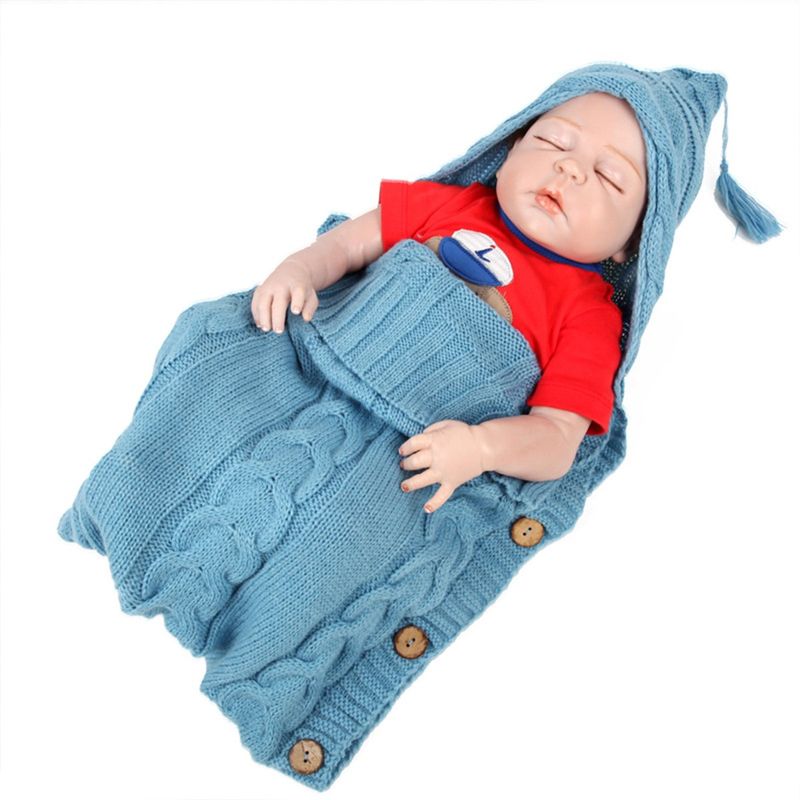 ZIMRAHYG - Saco Dormir Mantenerse caliente Bebé Unisex Cobija Tejida Suave Azul