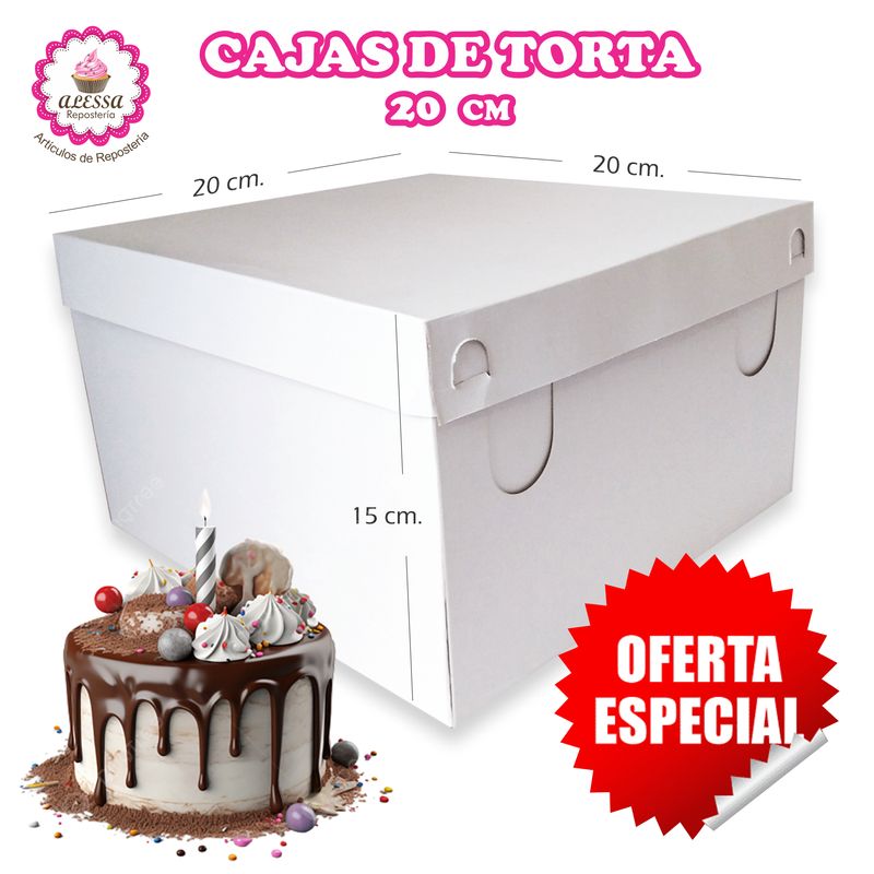 GENERICO - 50 Cajas de Torta Pastel de 20 cm. para Repostería