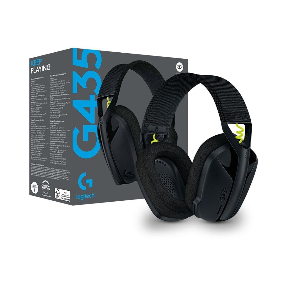 LOGITECH - AUDIFONO LOGITECH G435 LIGHTSPEED  981-001049  BLACK