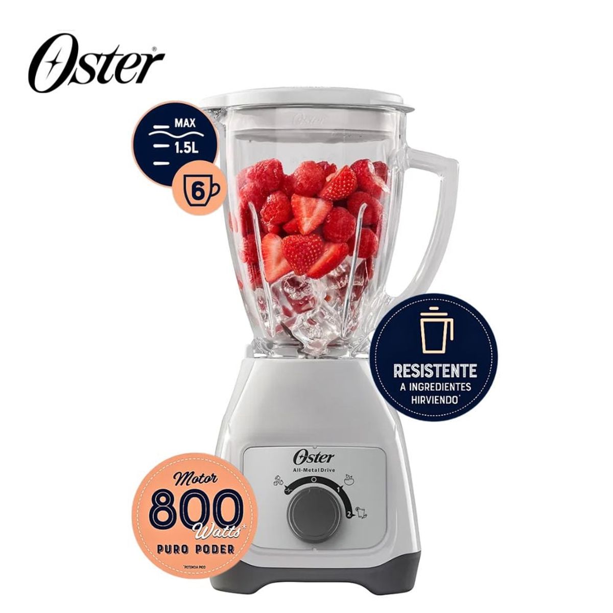 OSTER - Licuadora Oster® con vaso de vidrio y control de perilla BLSTKAGWRD