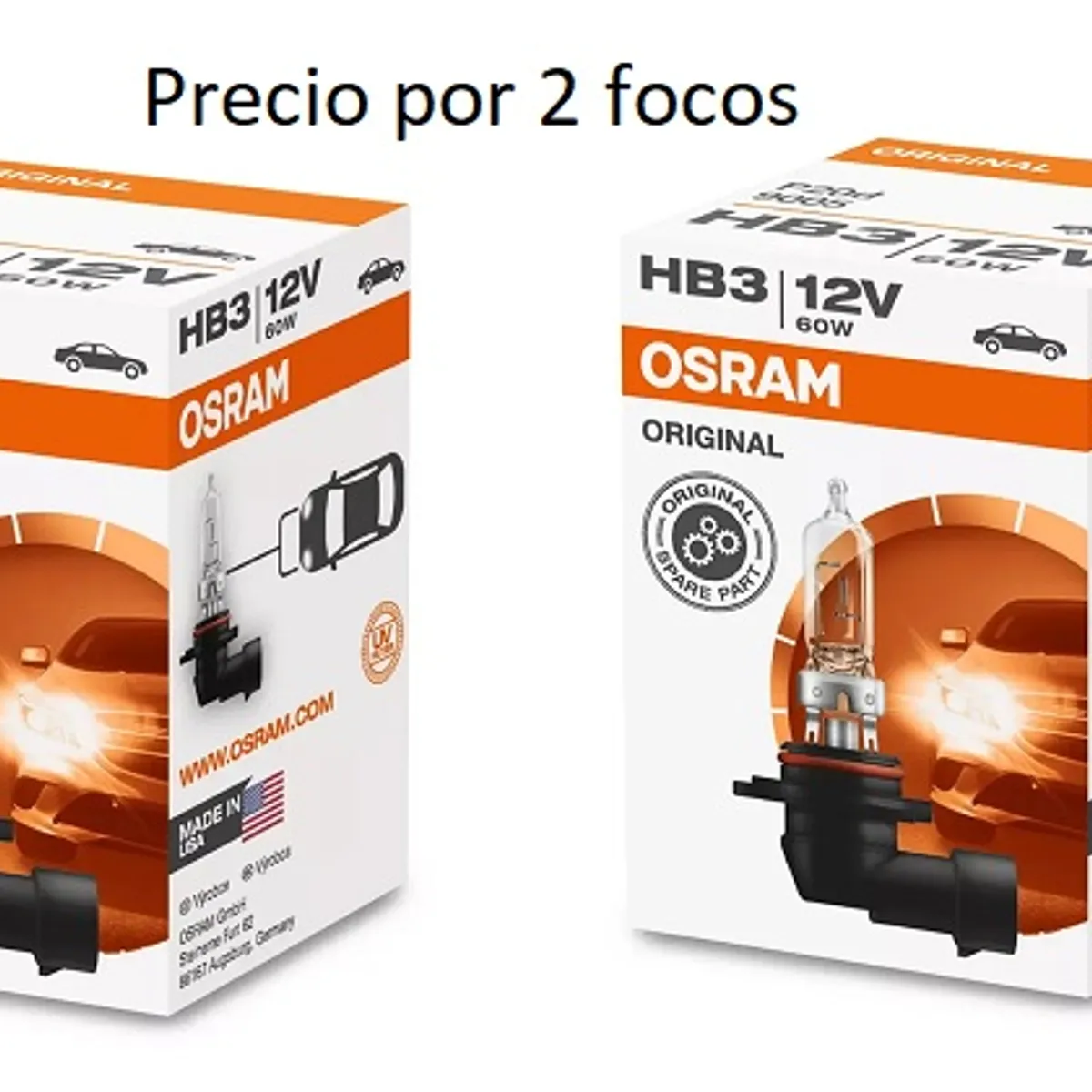 SYLVANIA - Foco HB3 9005 (2 Unidades ) Halógeno 12V 60W P20d