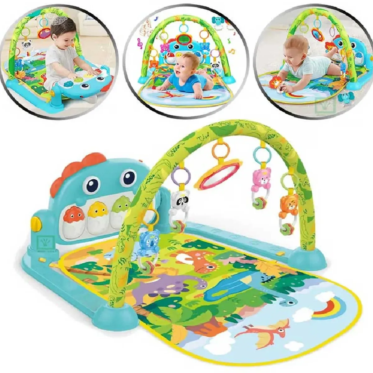 GENERICO - GIMNASIO PARA BEBE PIANO MUSICAL 3 EN 1 DINOSAURIO