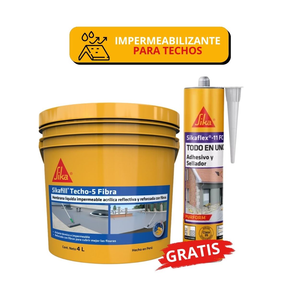 SIKA - Sikafill Techo5Grisx4L-Regalo Sikaflex11fc purform grisx300 ml