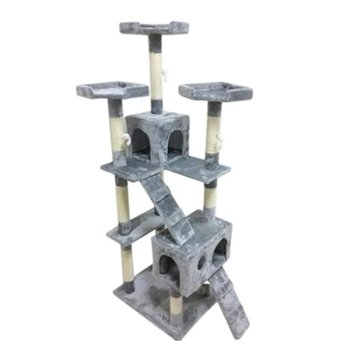 GENERICO - Super Torre Gimnasio Casa Rascador Gris Para Gatos 7 pisos