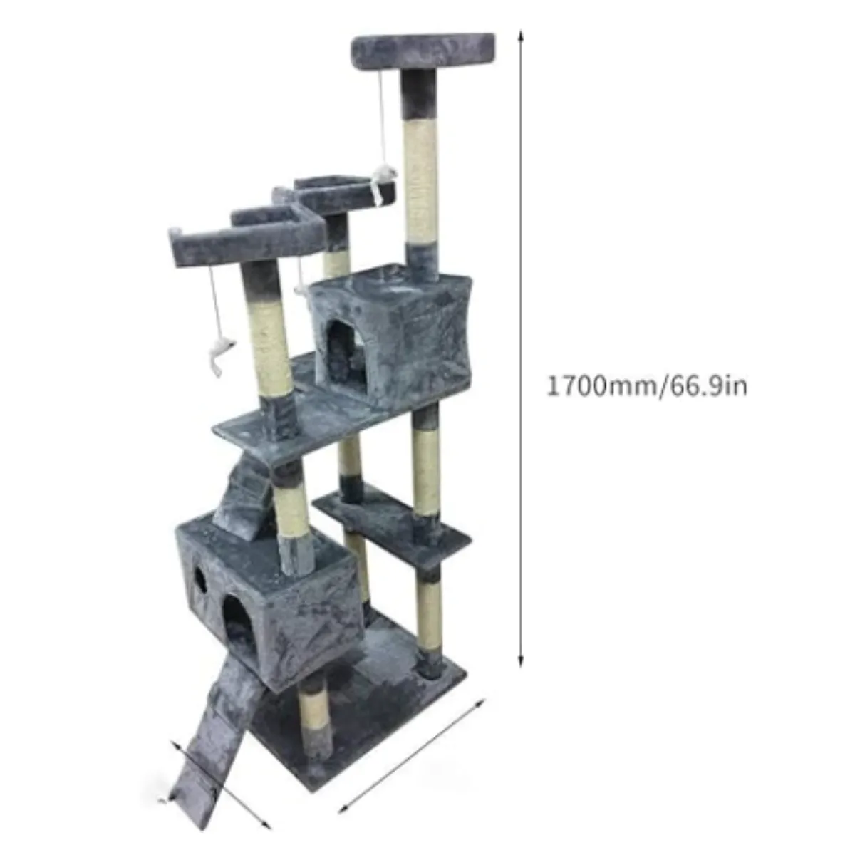 GENERICO - Super Torre Gimnasio Casa Rascador Gris Para Gatos 7 pisos