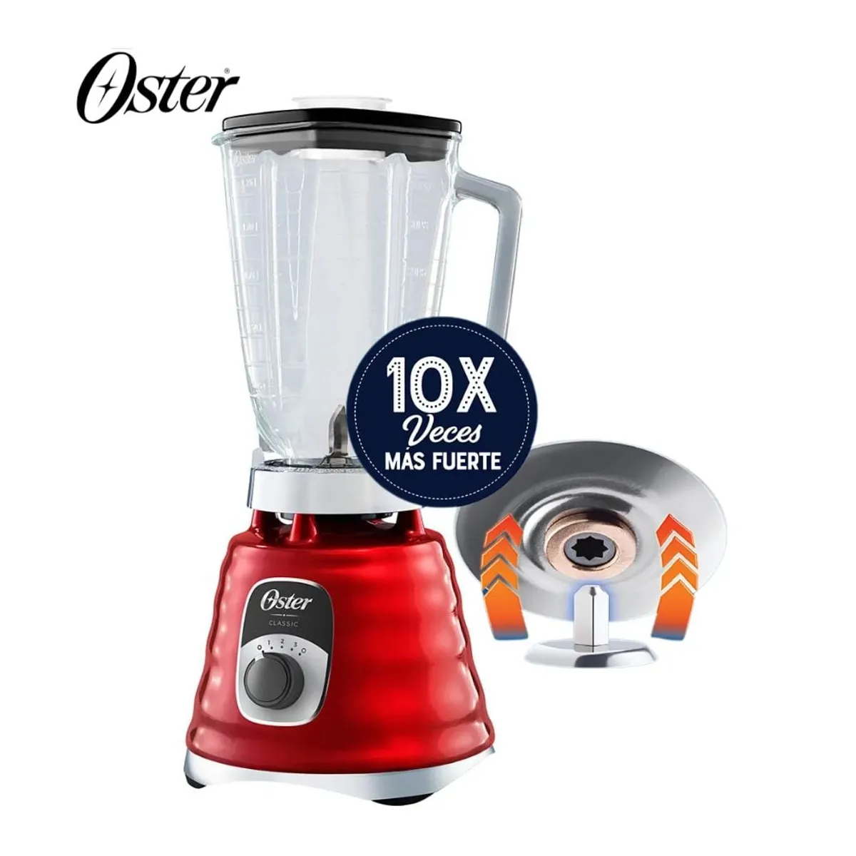 OSTER - Licuadora clásica Oster® roja con perilla ergonómica de 3 velocidades BLST4126R