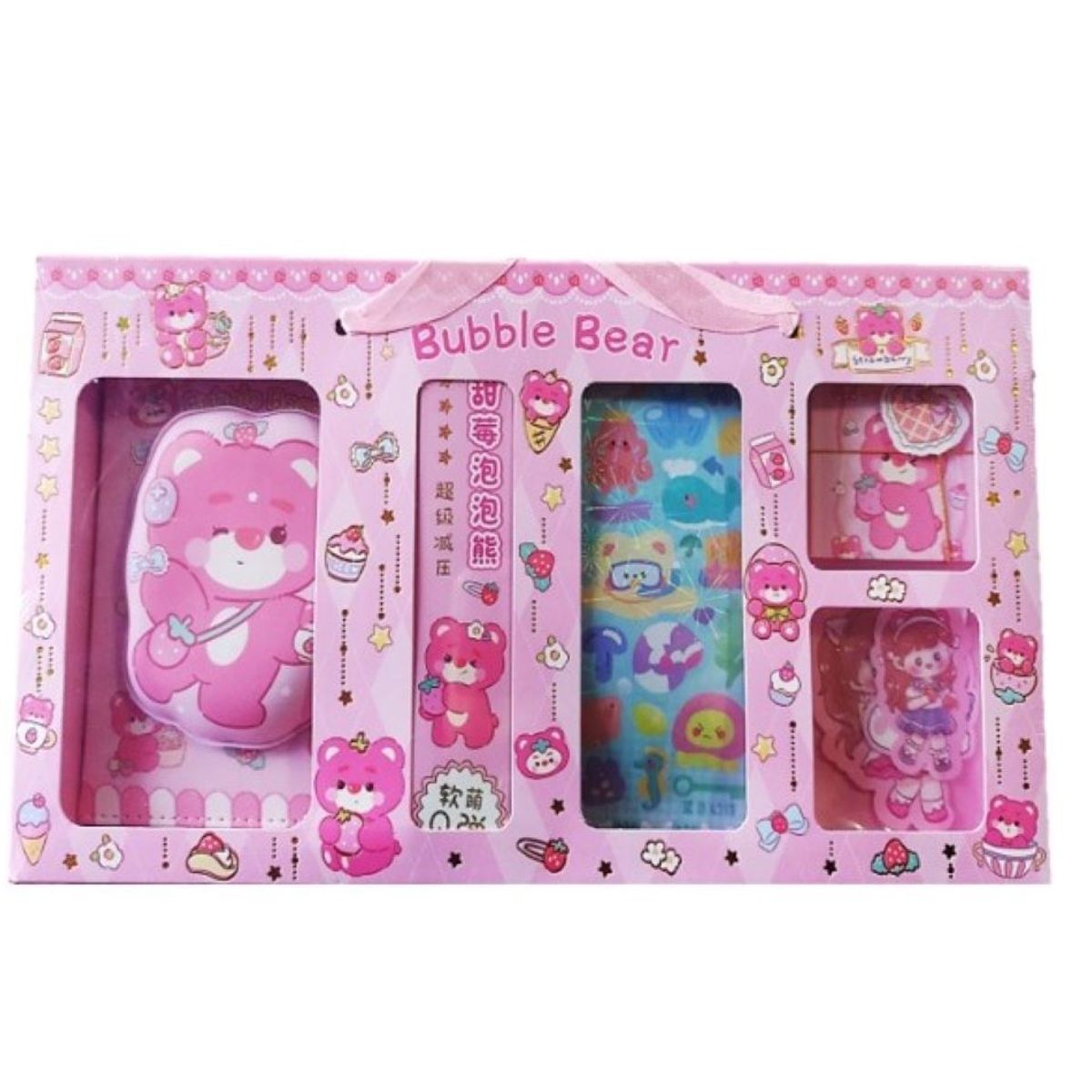 GENERICO - SET LIBRETA CON PAPELERIA  LOTSO - ROSADO