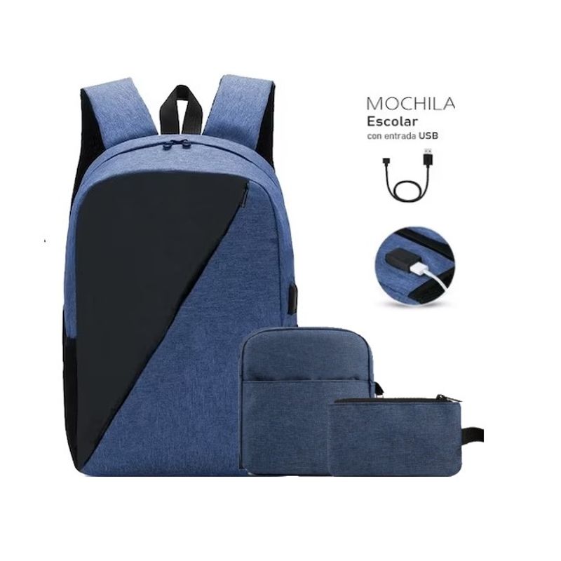 GENERICO - Mochila Pack 3 en 1 Cruzado Porta Laptop